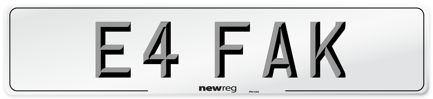 E4 FAK Number Plate from New Reg